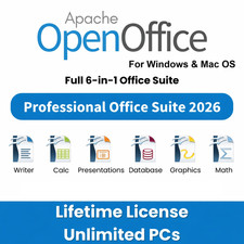 Open Office Home and Student 2026 for Windows Mac - Full 6 in 1 Office Suite