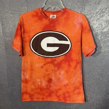 Vintage 90s Georgia Bulldog Tie Die T-Shirt Size Medium Small Hole 