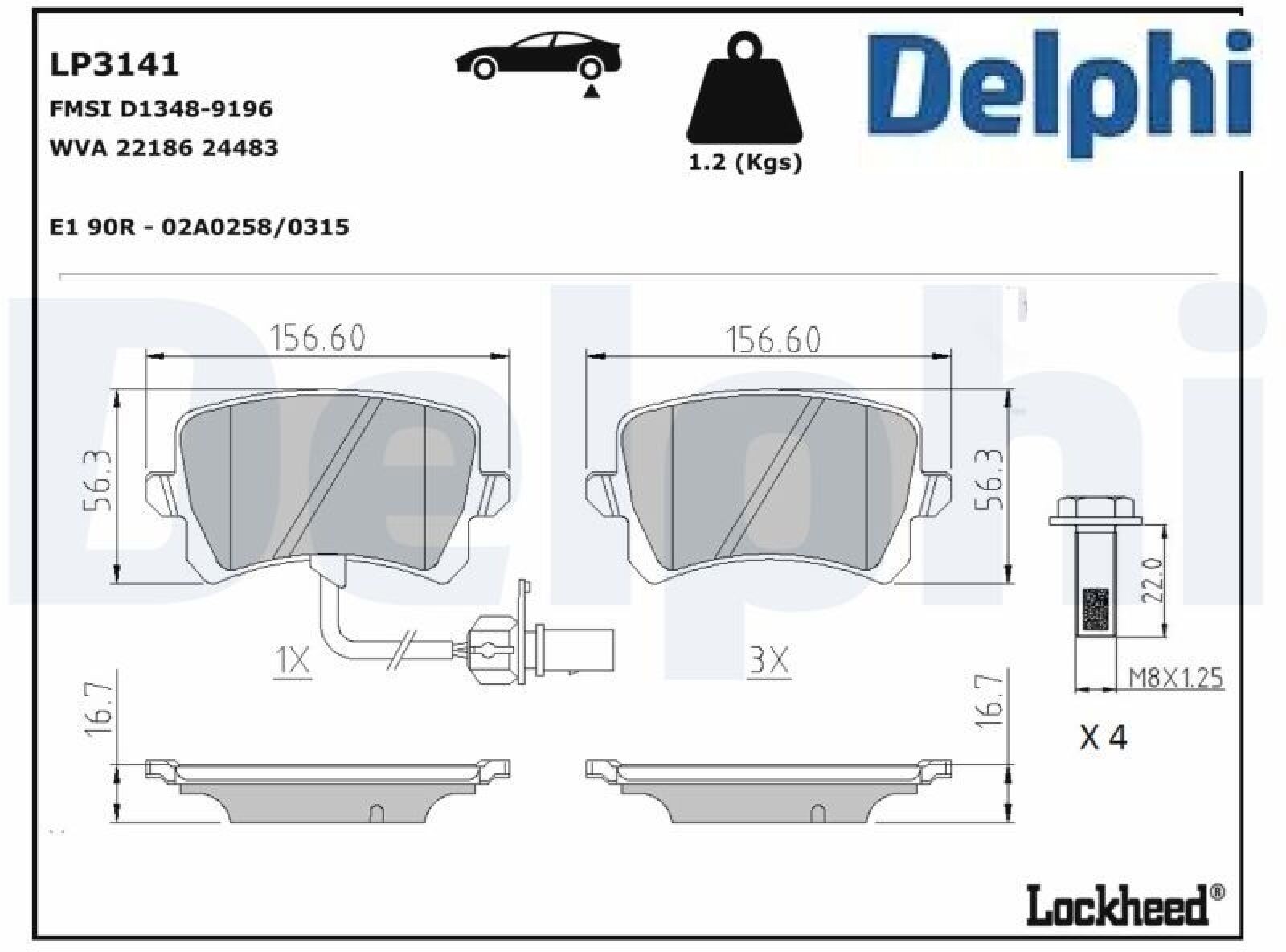 Für DELPHI LP3141 Brake Pad Set, Disc Brake - Bild 2
