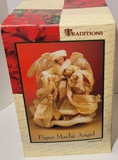 VTG-1999-Traditions-Angel Tree Topper Paper Mache & Porcelain 17" Tall 