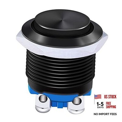 /16mm Waterproof Metal Shell Momentary Raised Top Push Button Switch Black