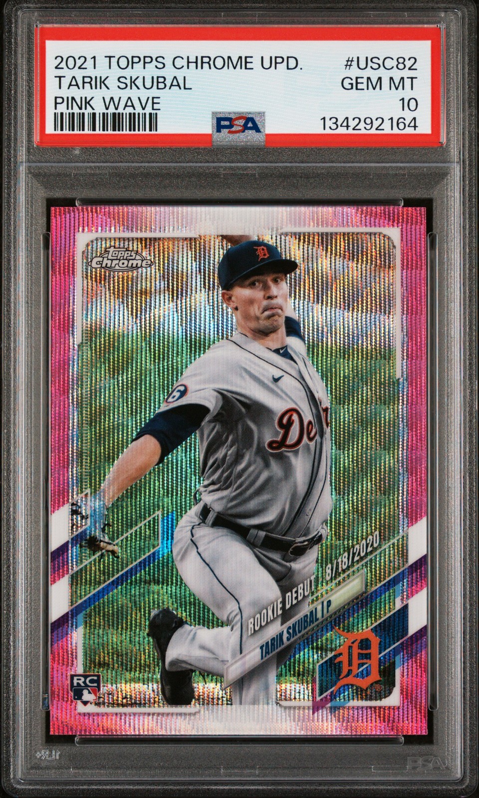 2021 TOPPS CHROME UPDATE PINK WAVE #USC82 TARIK SKUBAL PSA 10