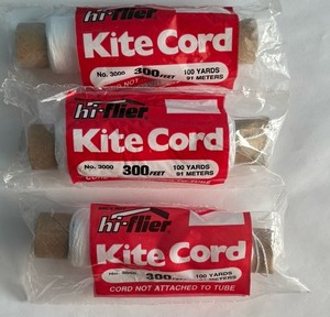 SHIPS FREE! 3 rolls 300-ft Hi-Flier Kite Cord, 900 ft total USA NIP