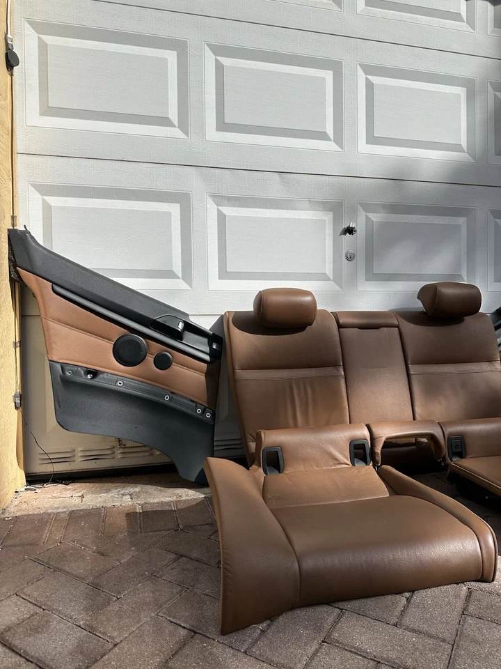 OEM BMW E92/E93 3-Series 07–13 Saddle Brown Rear Seats & Door Panels Set - Image 2 of 4