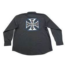 Jesse James Workwear Shirt Mens XL Gray West Coast Choppers Long Sleeve M/C Club