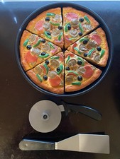 1988 Pizza Hut Realistic Play Food Supreme Pizza Dish With Cutter And Spatula.