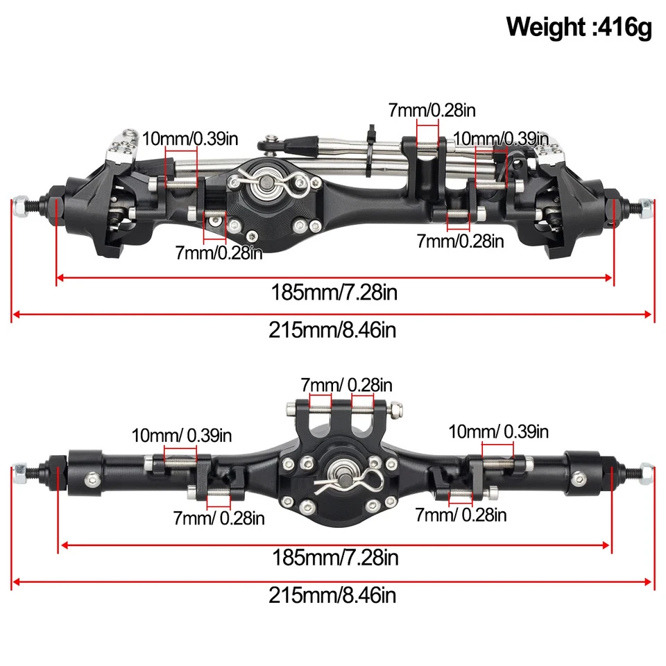 CNC Alum F10T Offset Straight Axle Set for VS4-10 Axial SCX10 II Chassis Upgrade - Image 2 of 4