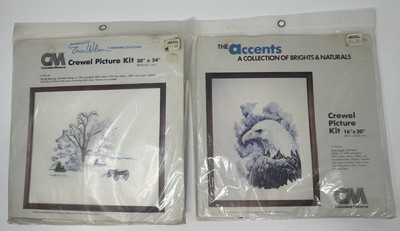 Columbia Minerva Crewel Picture Kit Lot of 2 Grey Eagle Winter Morning Sealed