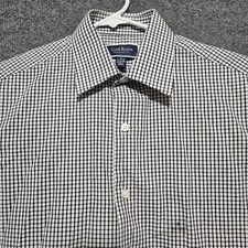 CLUB ROOM Black White Grid Check Dress Shirt Regular Fit M 14-14 1/2 Small New