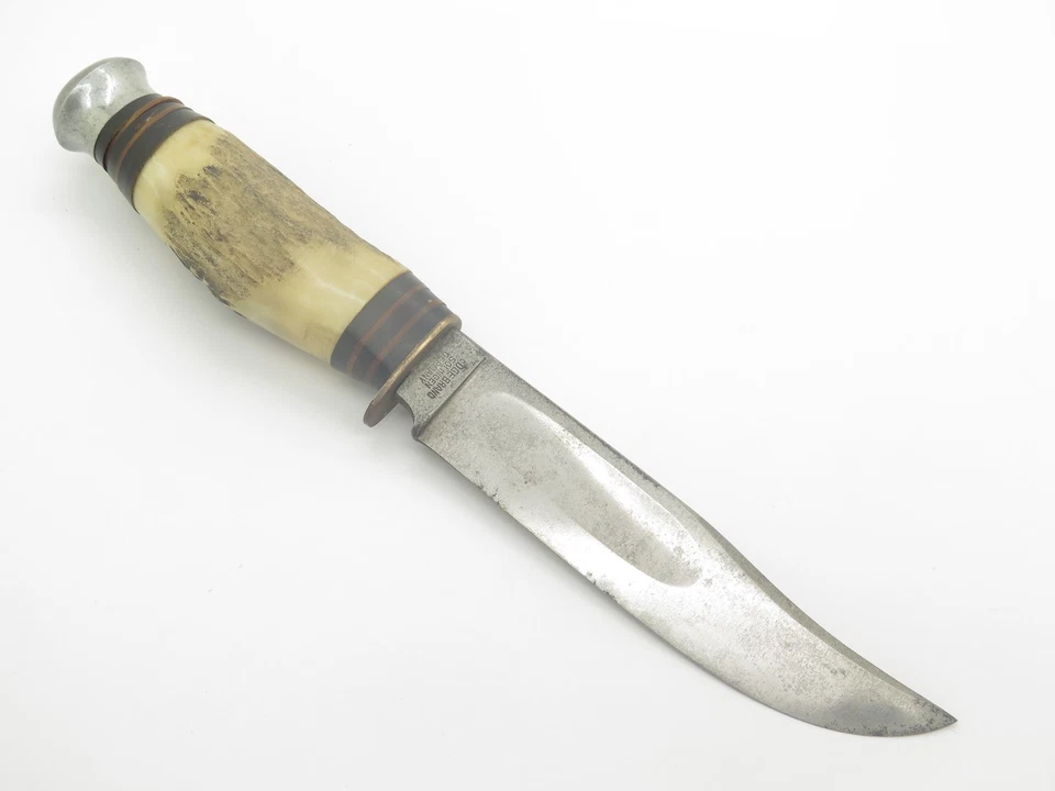 Vintage Edge Mark Solingen Germany Stag Handle Fixed Blade Hunting Knife - Image 2 of 4