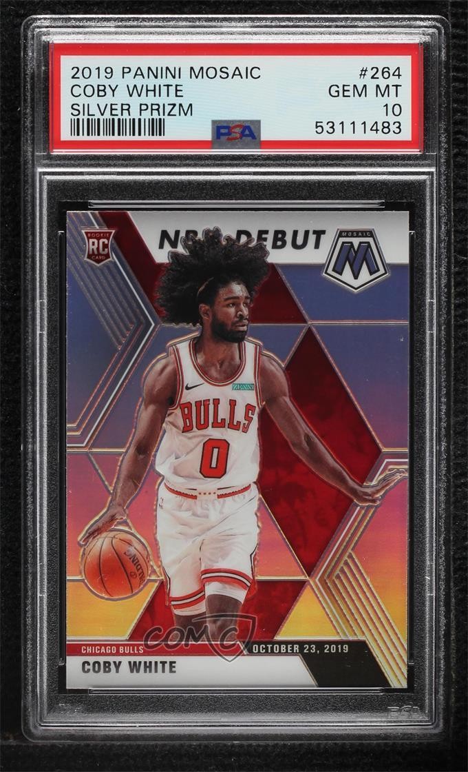 2019 Panini Mosaic NBA Debut Silver Prizm Coby White PSA 10 GEM MT Rookie RC a8m