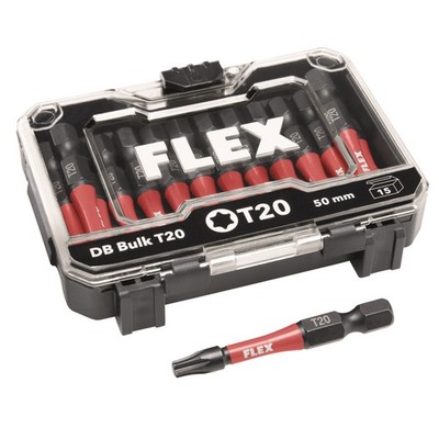 Flex Schrauberbit Bitbox Bitset DB Bulk 15tlg. Torx 20 - T20 Schlagfest 50mm