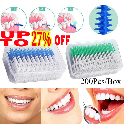 200 PIEZAS Cepillos interdentales de silicona Palillos de dientes dentales súper suaves