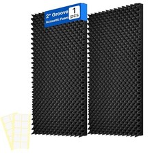 1 Pack Sound Proof Foam Panels for Walls, 48" x 24" 48  x 24" x2" 1 Pack Black