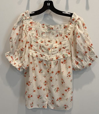 #ad Doen Women#x27;s Farley Sweet Abelia Top Floral Printed Cotton Blouse Tunic Top XL $139.99