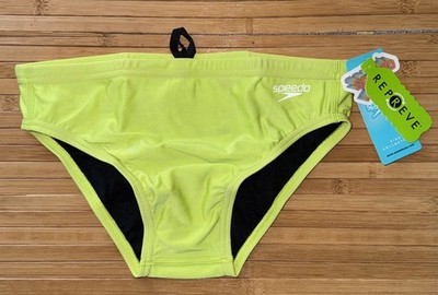 Speedo Swim Briefs Me 30 Acid Lime Eco Endurance Repreve Vibe Collection NWT