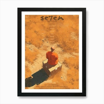 Seven Movie / Brad Pit / Classic Mo gerahmtes Wandbild Poster Leinwanddruck Bild