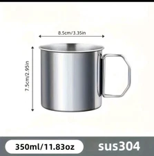 Outdoor 304 Stainless Steel Coffee Mug with Collapsible Handles 11.83oz