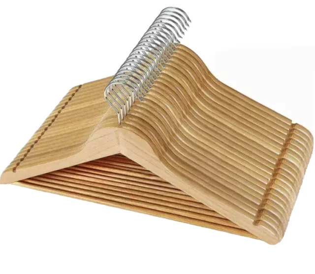 Wooden Hangers High Grade (30 PACK) Solid Wood Coat Hanger With Cut Notches - Image 3 of 4