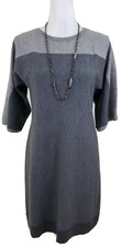TALBOTS~ Woman Size M~ Grey Wool Blend Sweater Dress Short Sleeve.