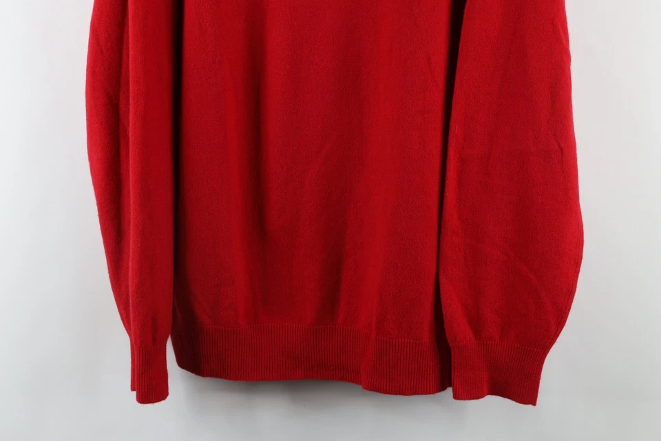 Vintage Lands End Mens Large Distressed Blank Soft Cashmere Knit Sweater Red - Image 3 of 4