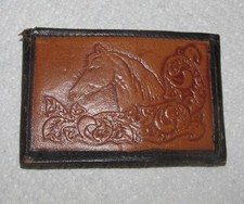 Vintage Leather Metal Belt Buckle Agriculture Horse Equestrian