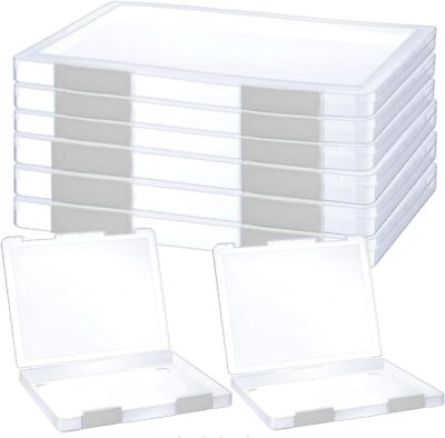 6 Pcs Clear A4 File Portable Project Case, Plastic Storage Box for 8.5'' x 11''...