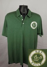 South Florida Bulls Shirt Men's Large Green Logo Polo T-Shirt New
