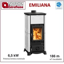 Nordique EMILIANA.165 3009221 Poêle à Bois Faïence Bianca 6,5 Kw 186 m3 Ce A+