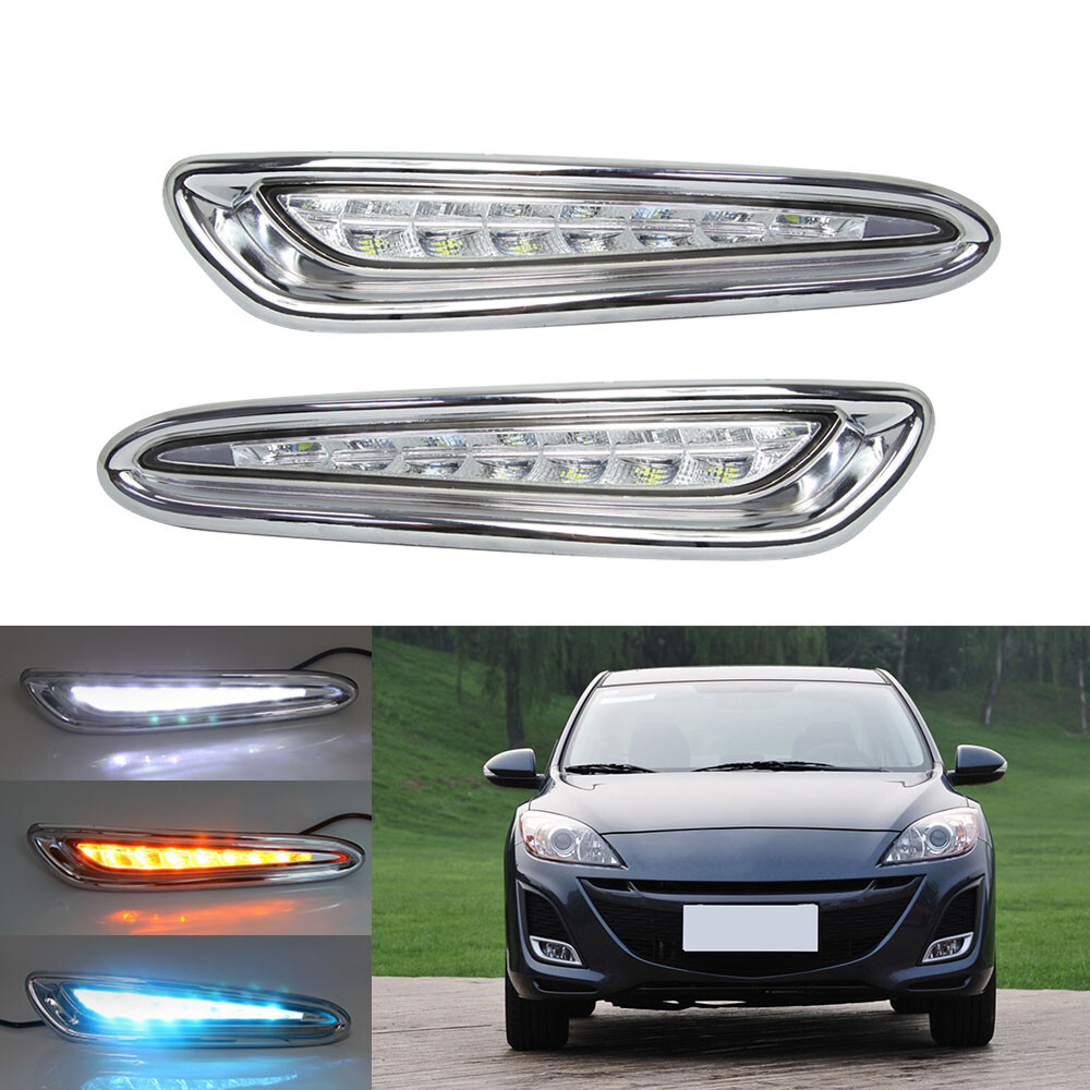 Car LED Daytime Running Lights DRL Turn Signal Lamp For Mazda 3