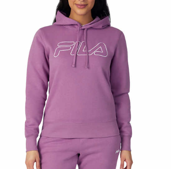 NUOVA FILA felpa con cappuccio donna pullover peso medio con logo in pile taglia small