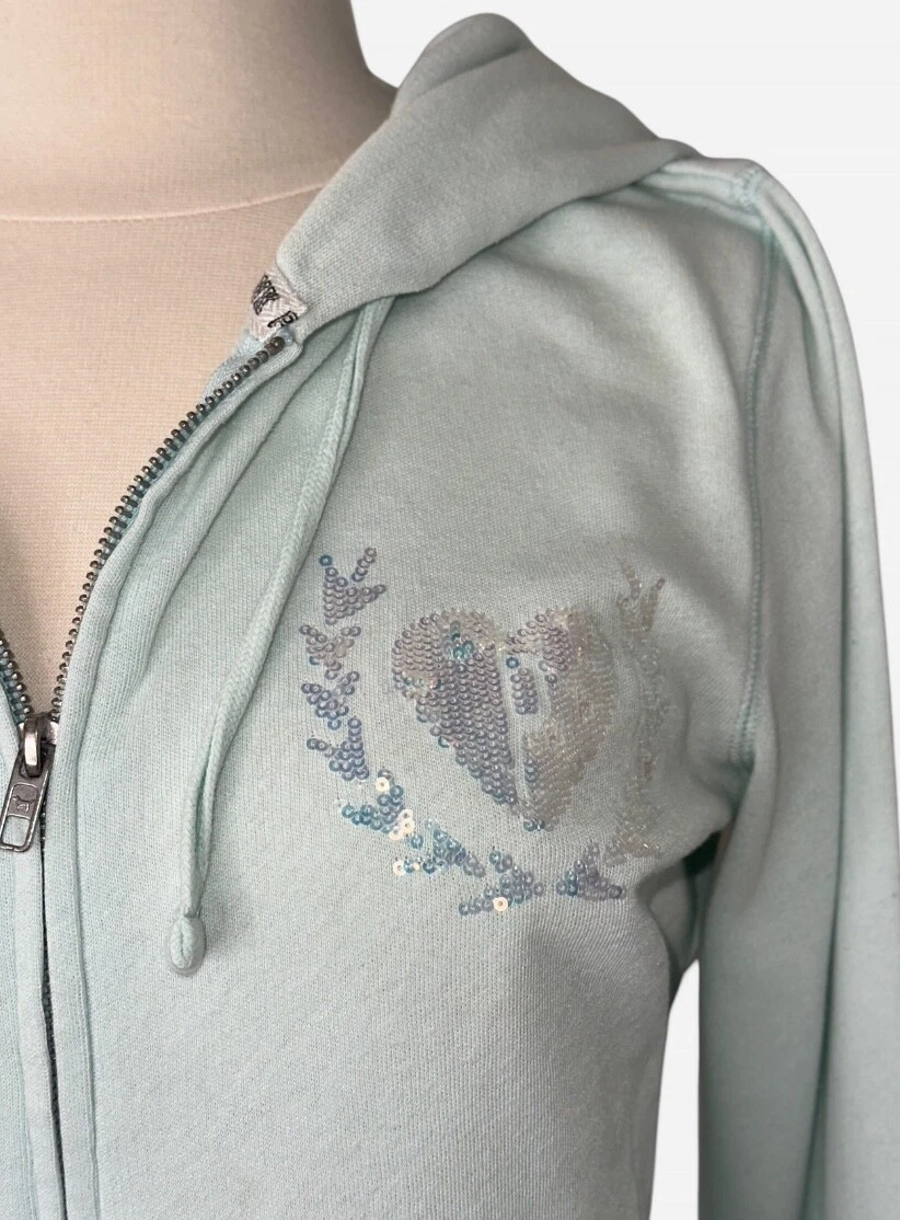 UNDERCOVER Felpa con cappuccio Victoria’s Secret rosa rara vintage full zip Bling Campus Y2K taglia small