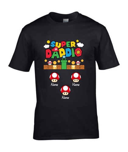 T-shirt personalizzata Super papà, maglietta festa del papà, top Mario papà papà - Foto 2 di 7