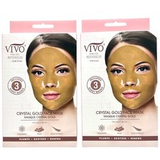 Crystal Gold Face Mask Infused w/ Collagen Gold Aloe Vivo Per Lei 6 Sheets Total