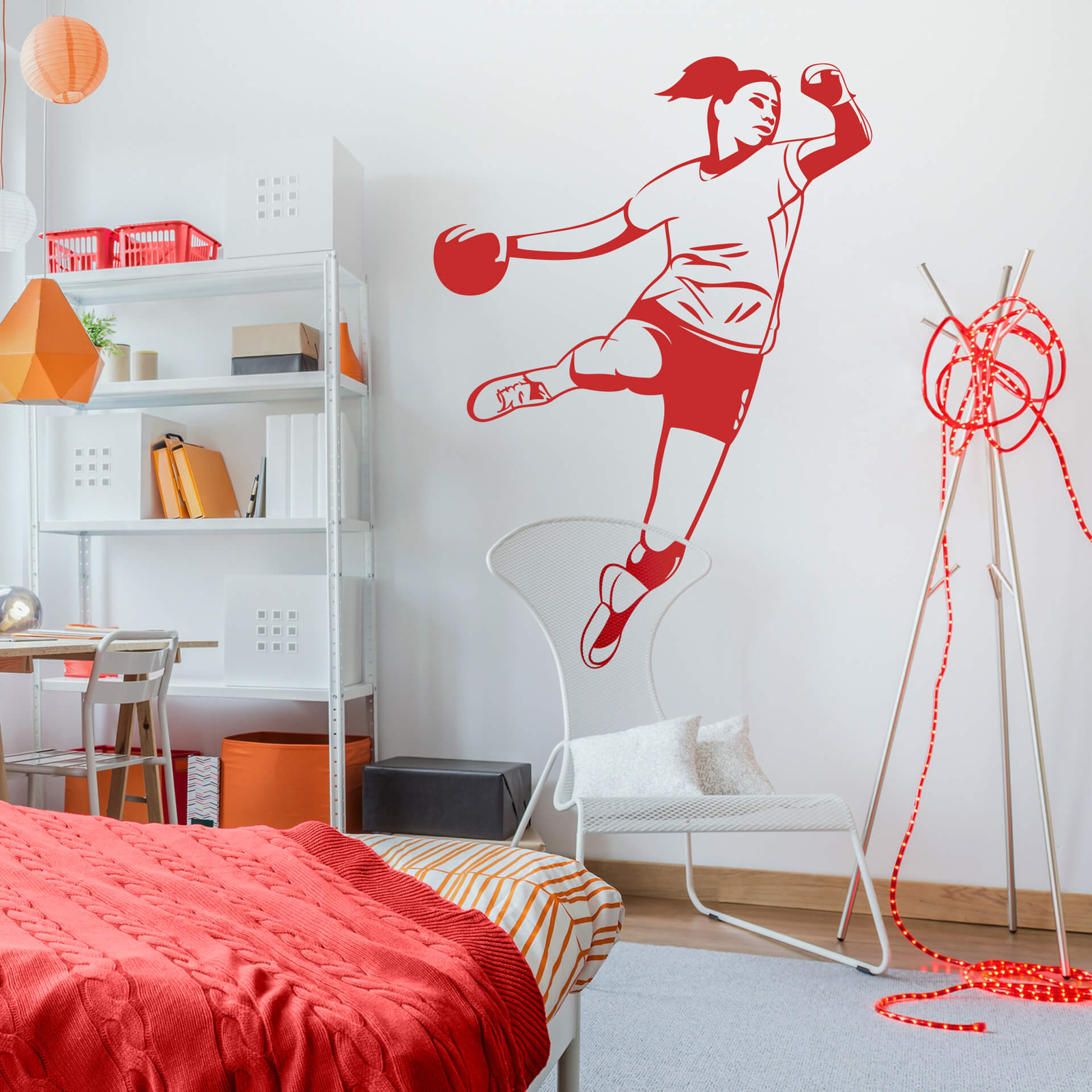 Wandtattoo Handballerin Wandsticker Poster Wandaufkleber Wandbild Symbole Sport