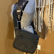 Tumi Alpha Black Nylon Zipper Pockets Flap Closure Crossbody Bag