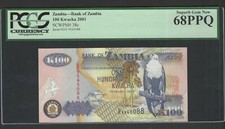 Zambia 100 Kwacha 2001 P38c Uncirculated Graded 68