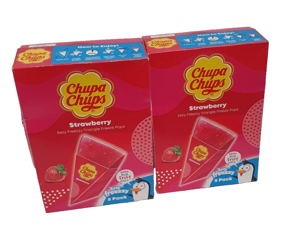 Chupa Chups Fresa Eezy Freezy Triángulo Freeze Pops Paquete de 8
