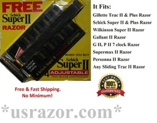 Schick Super II Razor 4 Adjustable Cartridge Ft Gillette Trac 2 Shaver Blade USA