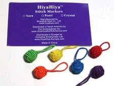 Lot of 6 HIYA HIYA Colorful YARN BALL STITCH MARKERS For Knitting