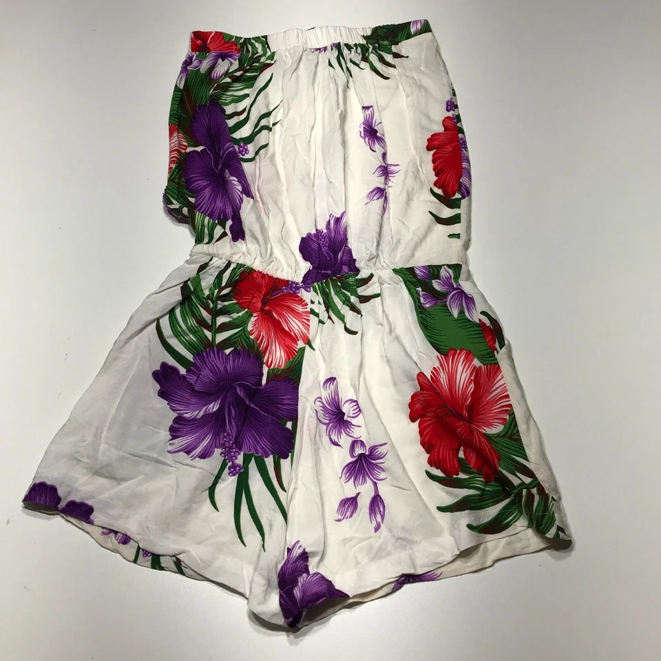 Aloha Moda Body Pantalones Cortos Mujer Talla Grande Blanco Floral Sin Tirantes Pull On Foto 2 de 4