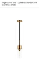 Henn&Hart Brass and Clear Glass Pendant 6.5''W x 6.5''D x 11''H Gold Meyer&Cross