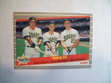 MARK McGWIRE JOSE CANSECO TERRY STEINBACH  1989 FLEER #634 OAKLAND A's BASEBALL