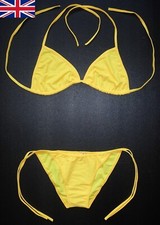 Classic Women's BIKINI Bright Yellow 2 Piece Swimsuit Ladies Swimwear Side Tie