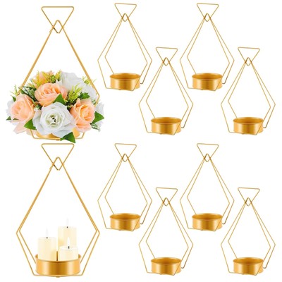 10 Pcs Gold Vases for Centerpieces Wedding Geometric Vases Trumpet Vase for T...