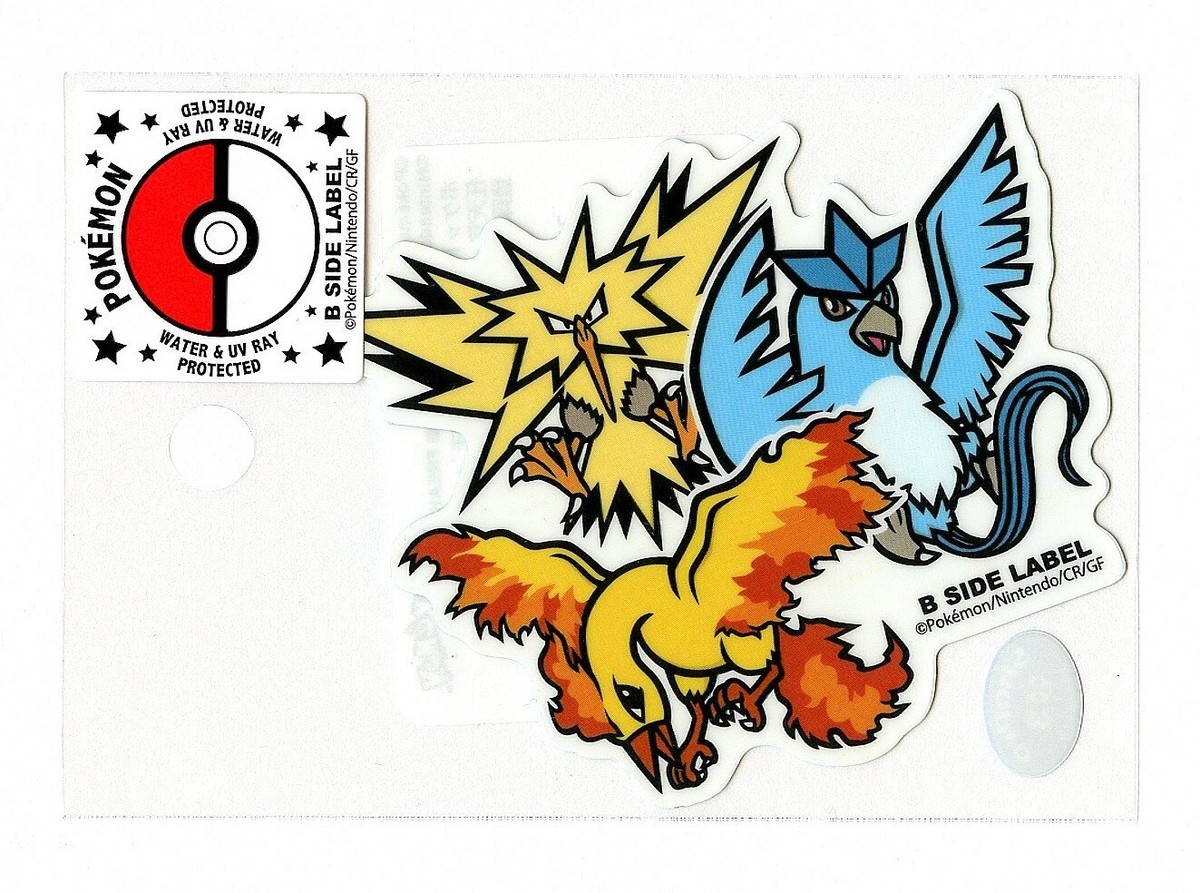 Zapdos Articuno Moltres Sticker B SIDE LABEL Pokemon Center Japan
