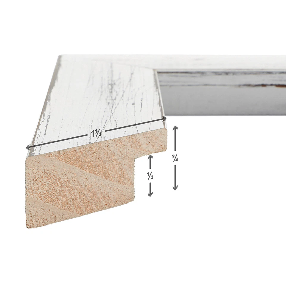 Jasper, 1.25" Wide Rustic Marshmallow White Picture Frame With Mat, 4-Pack - Image 4 of 4