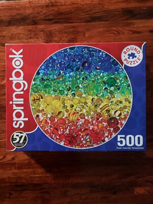 Springbok 500 Piece Round Puzzle - Illuminated Marbles Jigsaw Made In USA