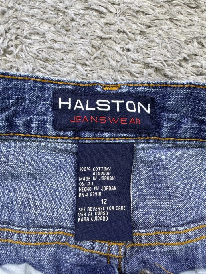 Halston Jeans Women 12 High Rise Loose Fit Cropped Y2K Mom Denim Capri Pants Vtg - Image 3 of 4