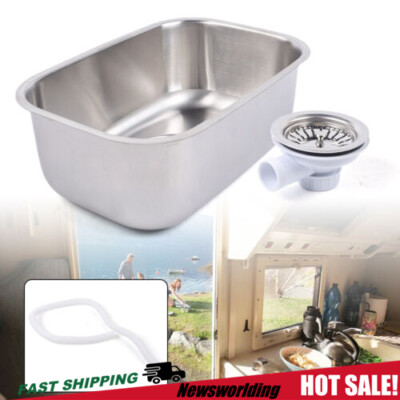 Small Stainless Steel Narrow Rectangle Undermount Sink Compact Bar Sink Kitchen!